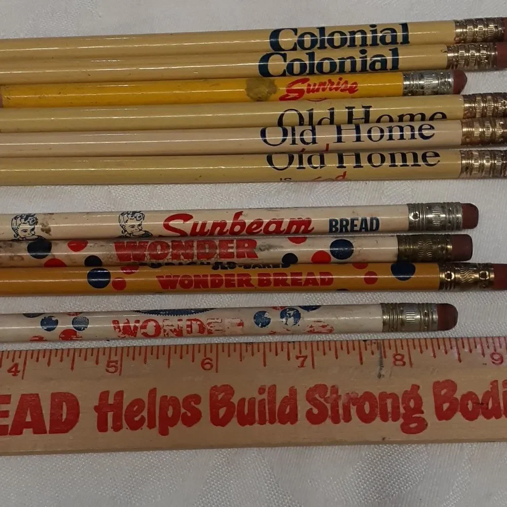Bundle of‎ vintage ruler & pencils from various bread companies